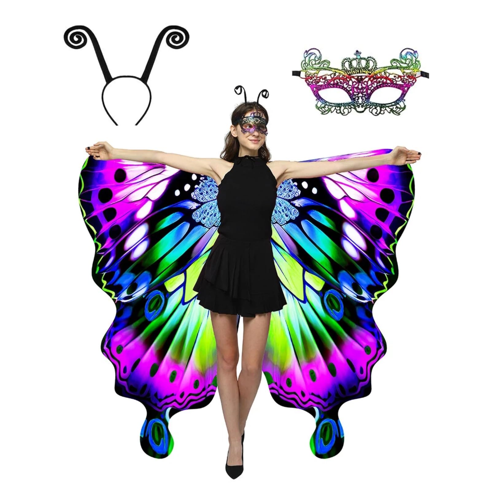 WhiteUniQoon Double-Sided Printing Butterfly Costume for Women, Halloween Costumes Adult Butterfly Wings for Women 016 — image 1