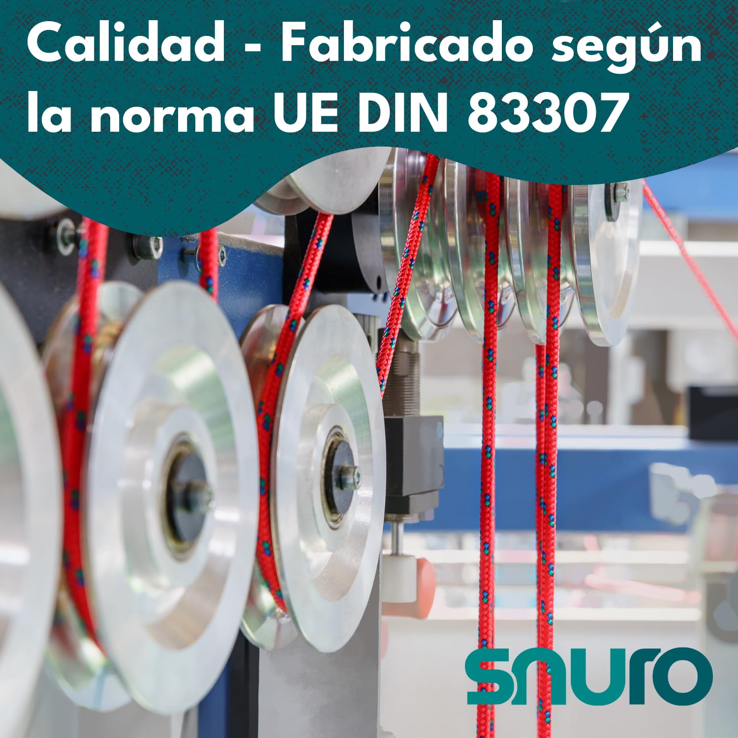 Cuerda de polipropileno SNURO (8 mm, 20 m, verde con rojo y amarillo) – Cuerda trenzada ligera y versátil para exteriores, supervivencia y jardín, ¡no para escalar! - Carga de rotura 918 kg