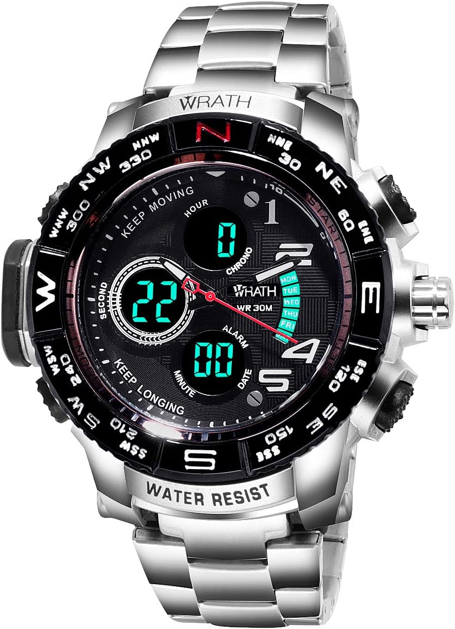 Wrath Luxury Singularity Analog & Digital Black Luxury Metal Chain Wristwatch for Men & Boys