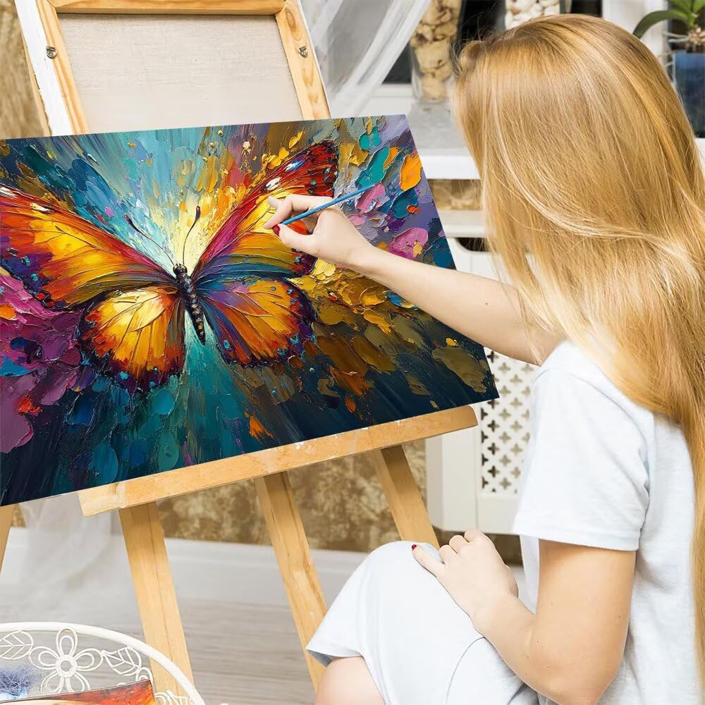 Peinture Numero Adulte Papillon Peinture Numero Grand Format 60x120cm Peinture par Numero Enfant Abstrait Numéro d'Art Kit Peinture par Décoration Murale Intérieure et Cadeaux Femme (Sans Cadre) Q-435