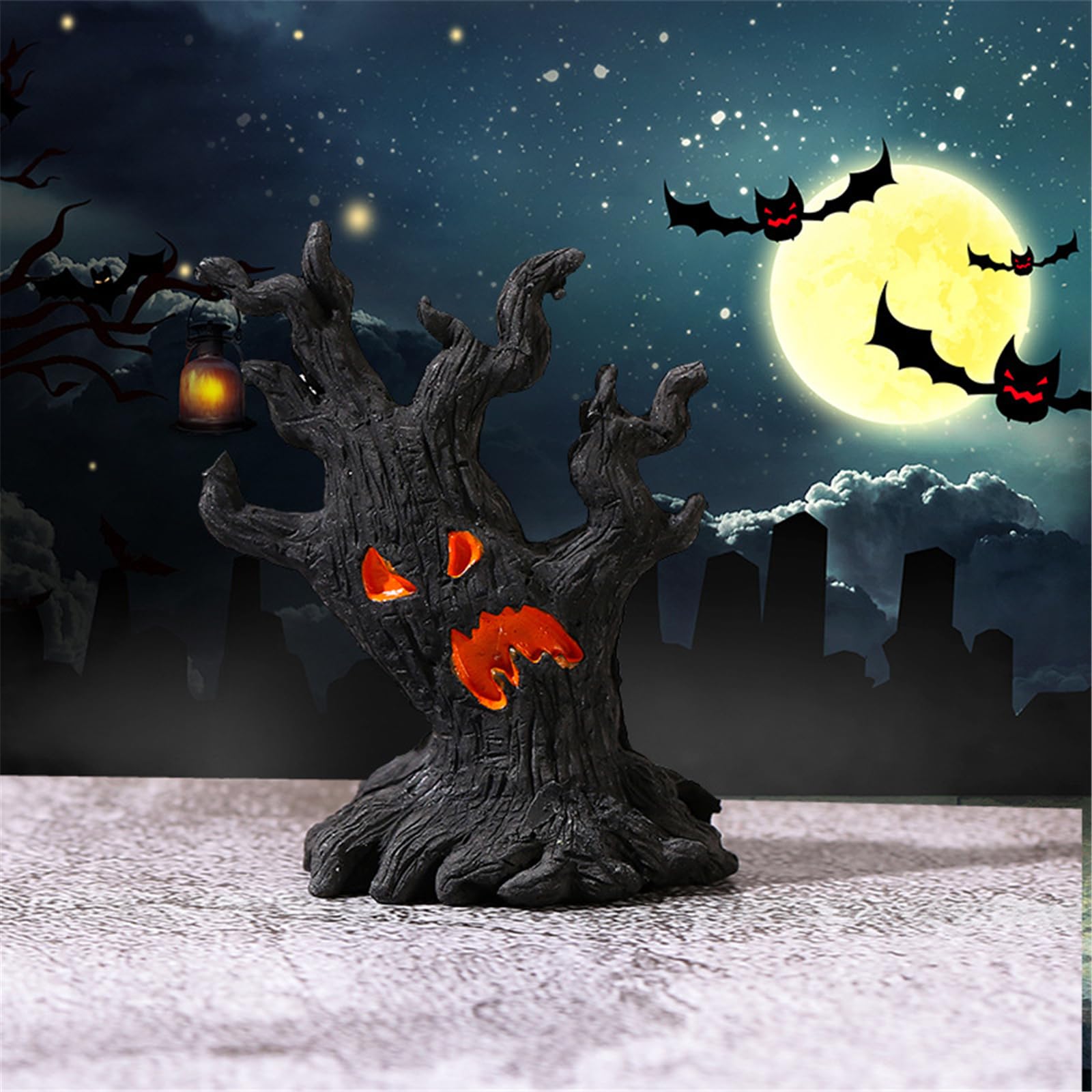Amazon.co.jp: zuousxbs ハロウィンツリー 幽霊像 ミニチュア樹脂
