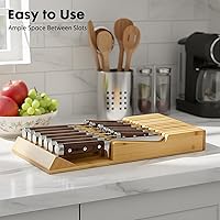 Vista 2 de Bamboo Kitchen Drawer Knife Block, In drawer Knife Holder, Knife Drawer Organizer fit for 13 knives