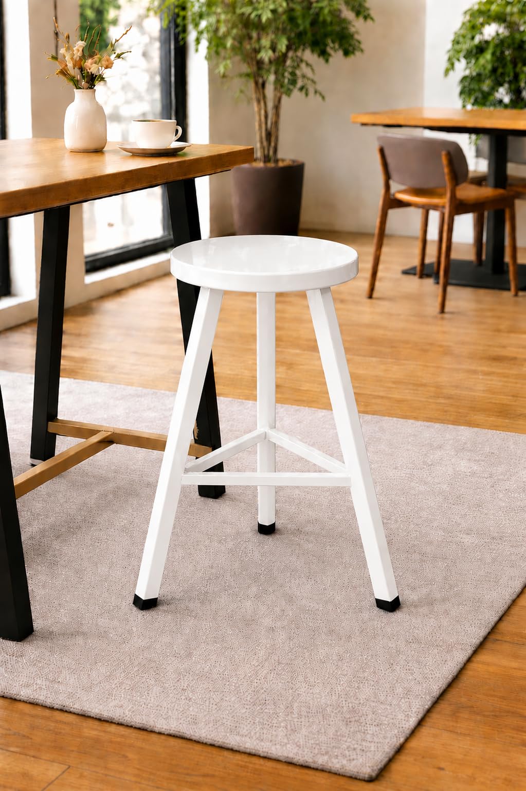 86006 Classic Breakfast Kitchen Counter Bar Stools/Seat Bar Chairs with Metal Legs Barstools Metal seat for Easy Cleaning/High Stools 30 cm x 30 cm x 70 cm - White-image-17