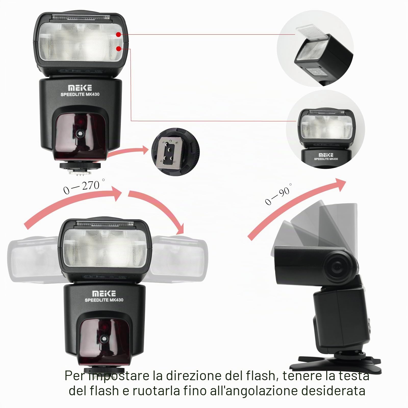 Meike 430N TTL Speedlite LCD Display Shoe Mount Flash compatibile con Nikon D3400 D3300 D3200 D5600 D850 D750 D7200 D5300 D5500 D500 D7100 D3100 ecc