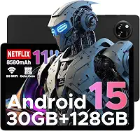 DOOGEE Tablet Tab A9 Pro+ Android 15, tablet de 11 polegadas com tela de 90Hz, tablets para jogos Octa-Core TF de 30 GB + 128 GB/2 TF, 8580 mAh, 1080p, Bluetooth 5.0 + 5G WiFi, 13 MP + 5 MP, Face ID