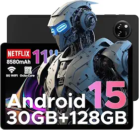 DOOGEE Tablet Tab A9 Pro+ Android 15, tablet de 11 polegadas com tela de 90Hz, tablets para jogos Octa-Core TF de 30 GB + 128 GB/2 TF, 8580 mAh, 1080p, Bluetooth 5.0 + 5G WiFi, 13 MP + 5 MP, Face ID