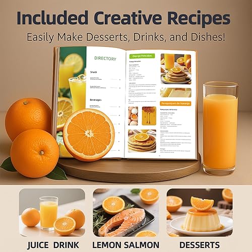 Miniatura 6 de Keerain Exprimidor eléctrico de naranja, exprimidor de cítricos manos libres con cepillo de limpieza, exprimidor automático de jugo de alto