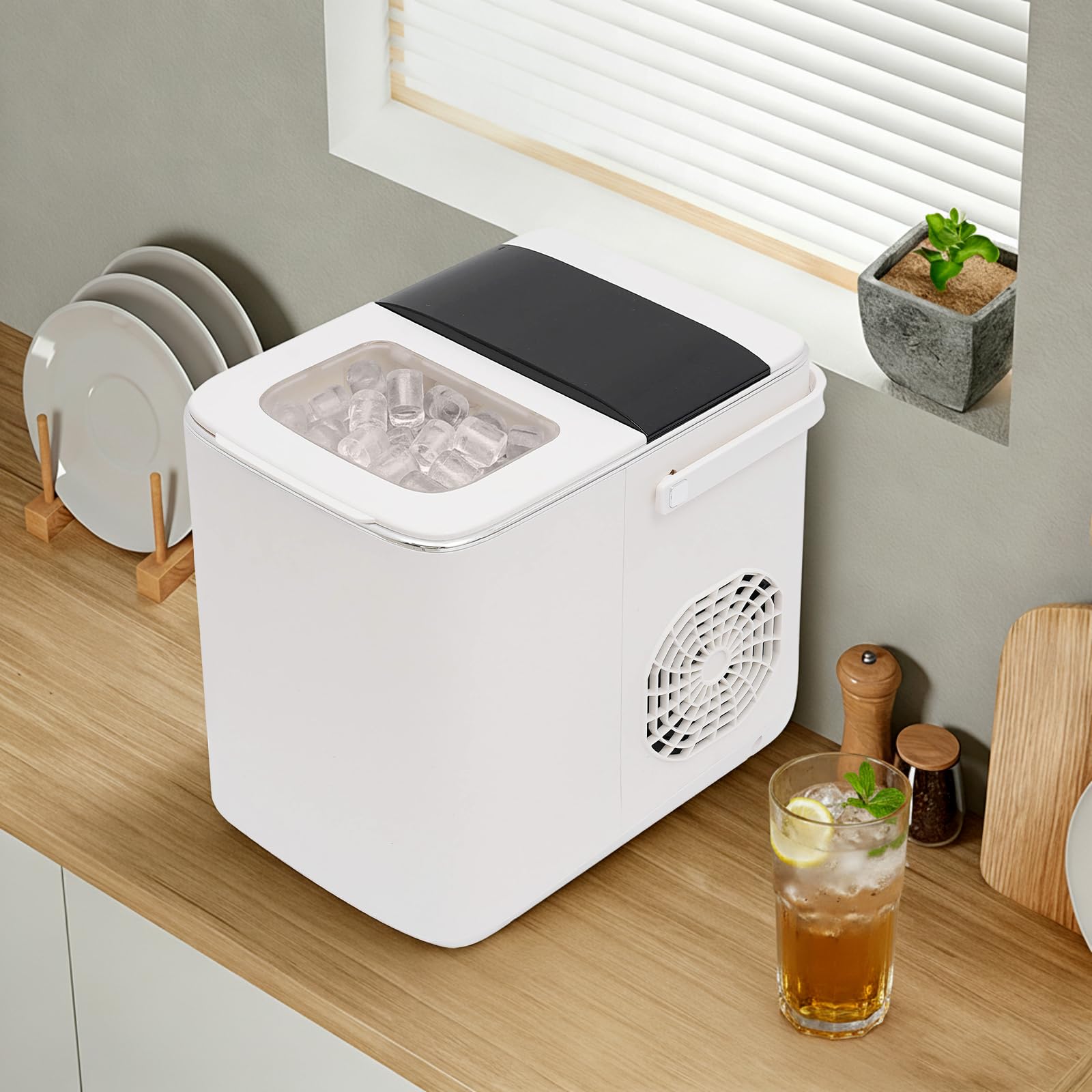 Machine à glaçons, machine à glaçons avec réservoir de 1,5 l, nettoyage