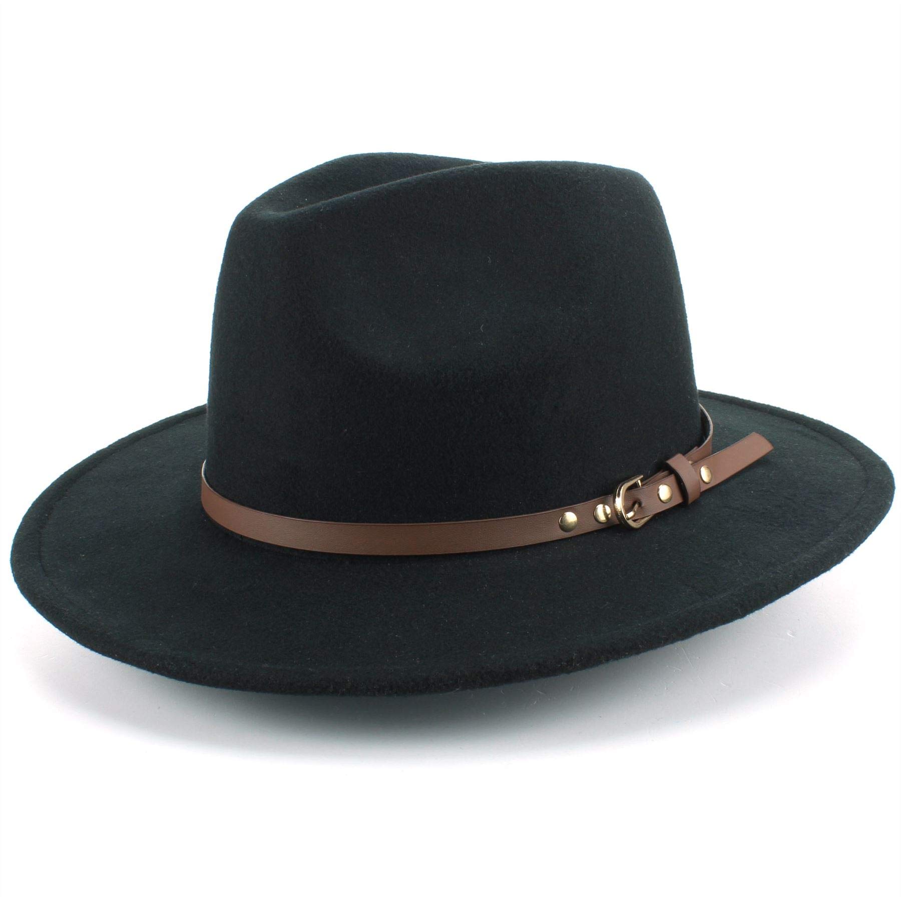 HawkinsFedora Hat with Faux Leather Band - Black