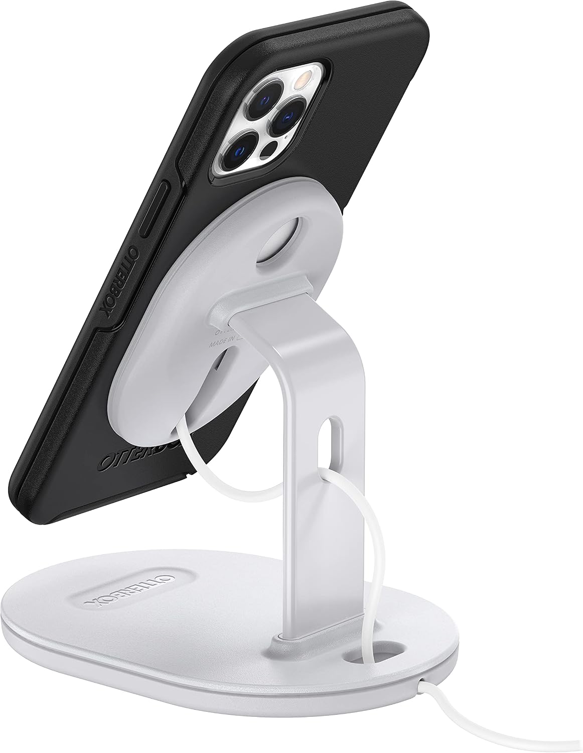 OtterBox Stand Holder with Precision-fit Design for Apple MagSafe Charger, Accommodates Strong Magnetic Alignment and Attachment for iPhone, White