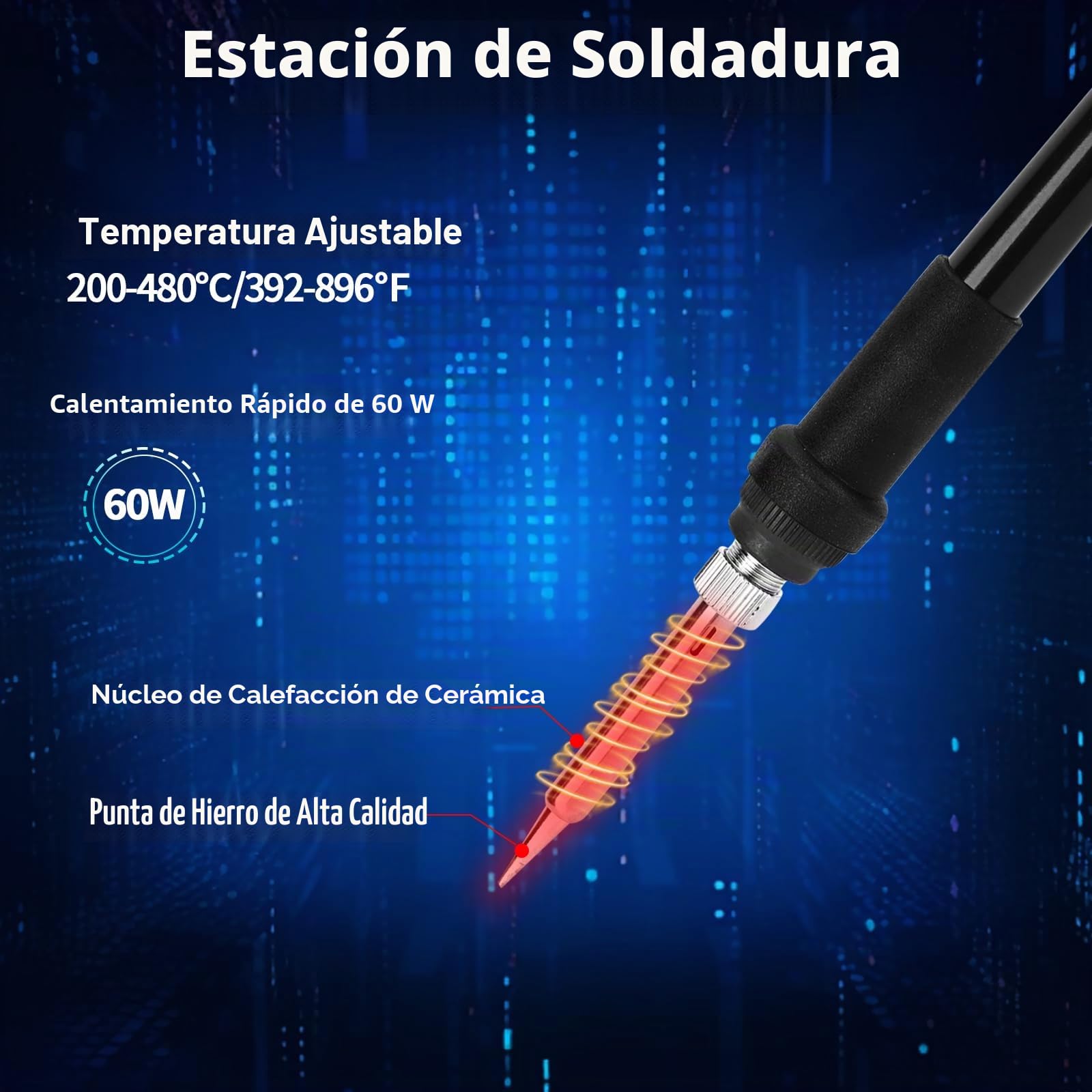 Estación de soldadura de aire caliente 700 W 2 en 1, estación de soldador, temperatura ajustable 200 °C a 480 °C, pistola de aire caliente 8586 pantalla digital eléctrica
