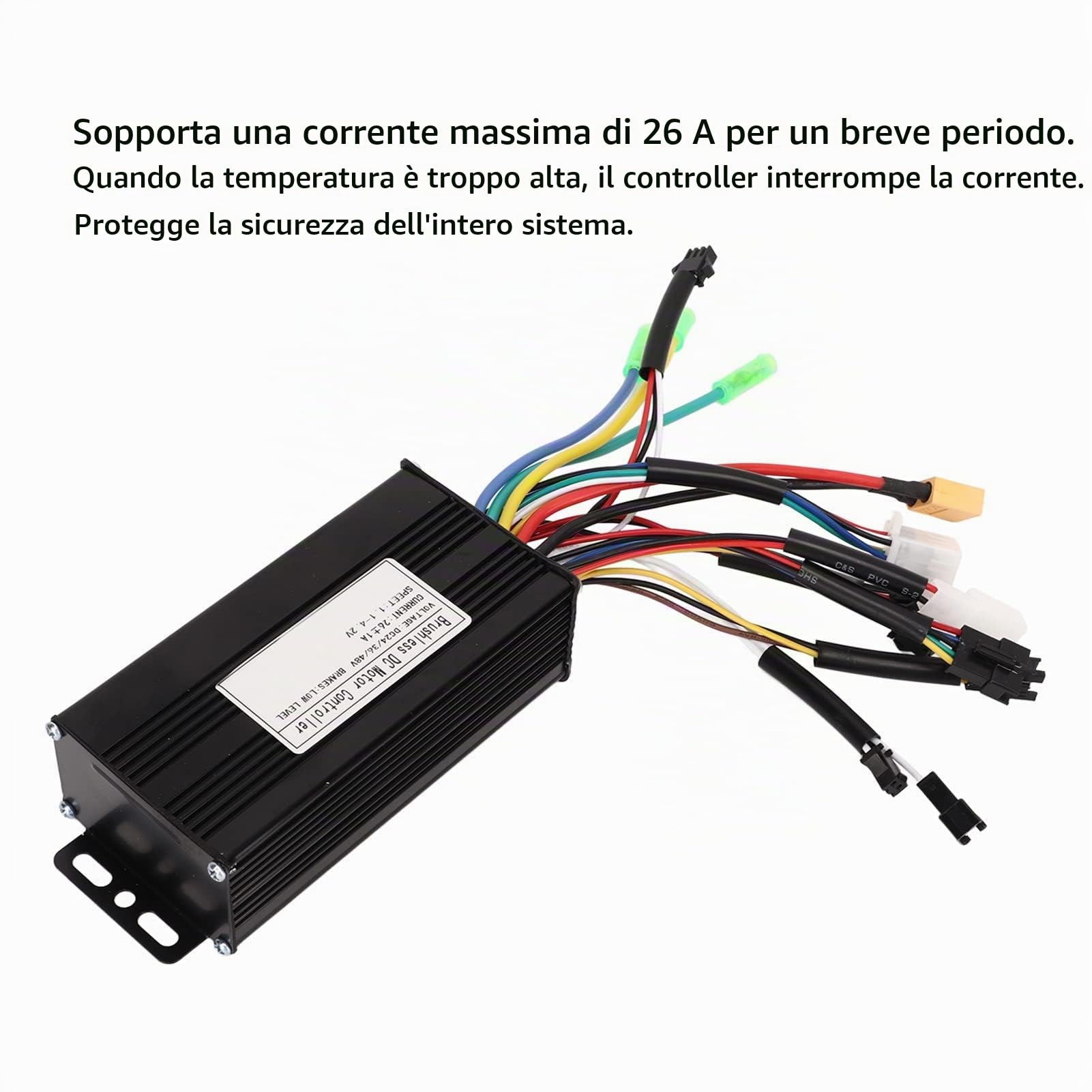 Controller per bici elettrica, 24 V, 36 V, 48 V, per scooter brushless, dissipazione del calore, 3 modalità, onda sinusoidale, 26 A, accessori modificati per bici elettrica, scooter