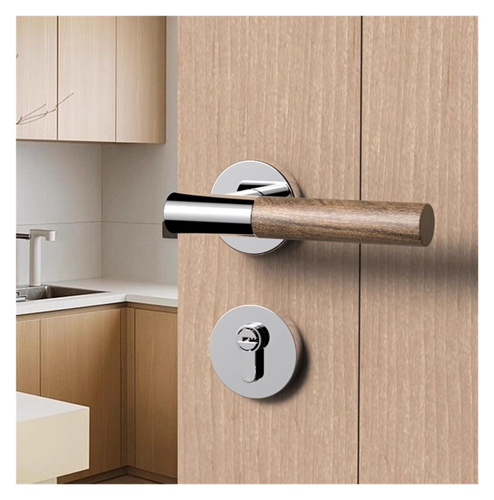 Serrure de porte en bois de style chinois finition Bright Chrome