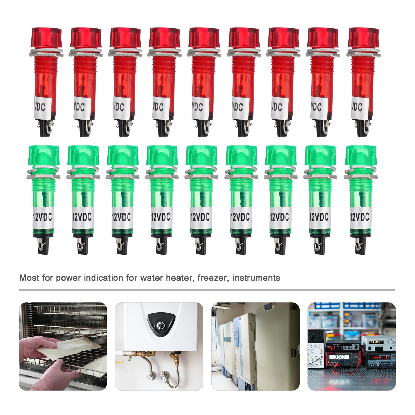 POPETPOP Voyants Indicateurs LED 10mm 20 Pièces pour Congélateur et Armoire, Plastique Solide, Conductivité Forte, Connexion Facile pour Indication D'état et Alarme