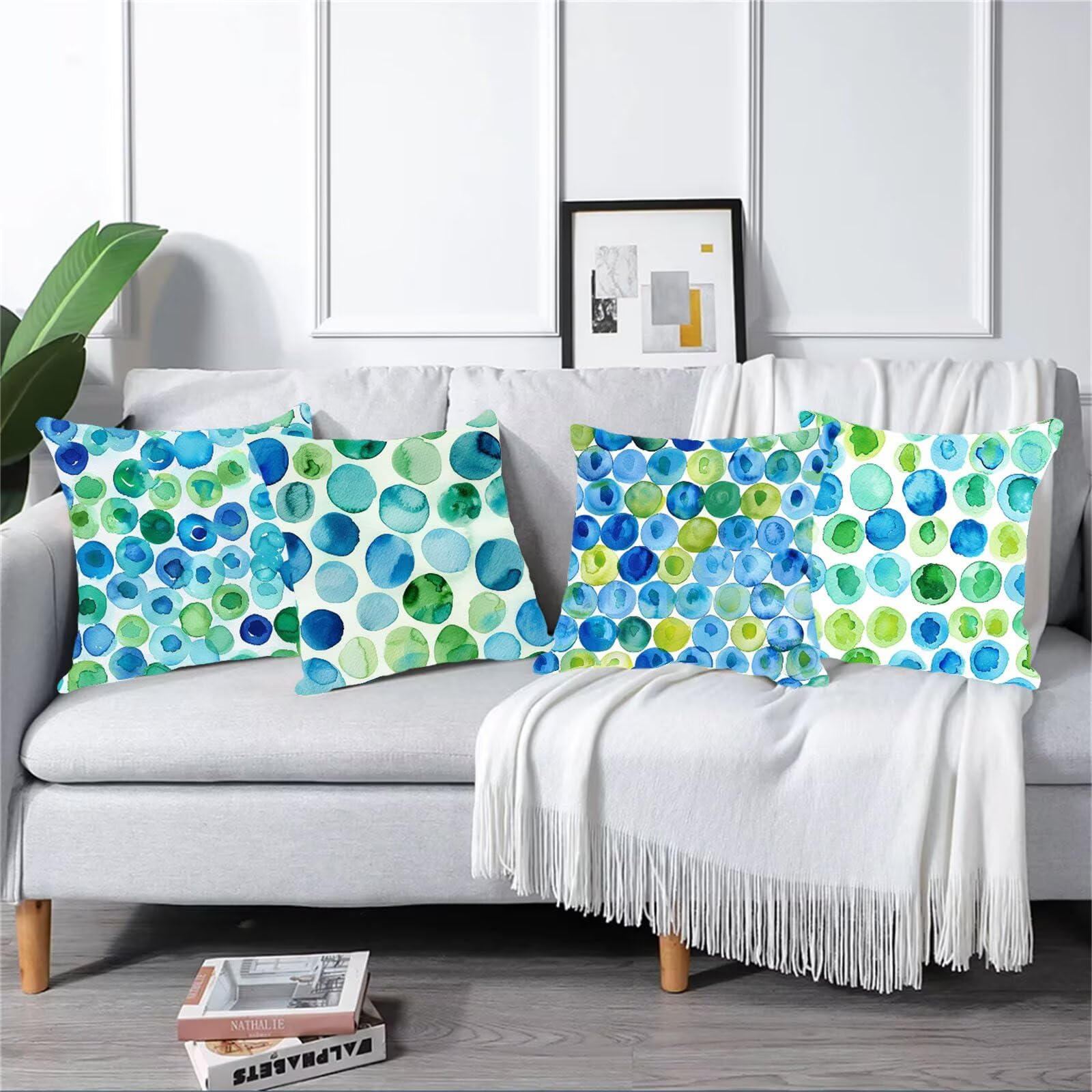 Cuscini per Divano Turchese Impermeabile 65x65 4 Pezzi Copricuscini Quadrati Giardino Esterno