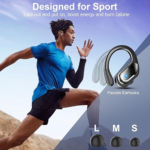 Miniatura 7 de Ltinist Wireless Earbuds, 75hrs Bluetooth 5.4 Headphone Sport, 2025 Bluetooth Earbuds Deep Bass Over Ear Buds with Earhooks, ENC Noise Cancelling