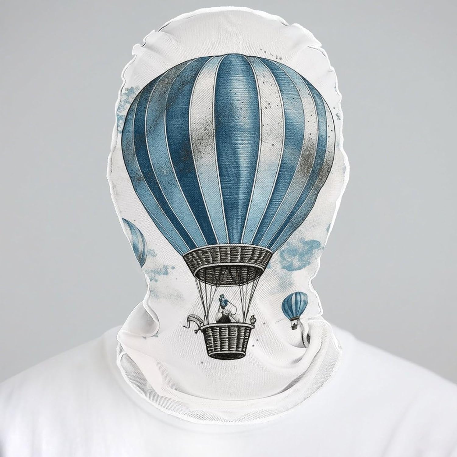 Blue Hot Air Balloon Face Shielding Protection for Women, Funny Cooling Mask for Men, Breathable Full Head Mask for Outdoor, Full Face Cover for Cycling, Windproof Hood Cover image 5