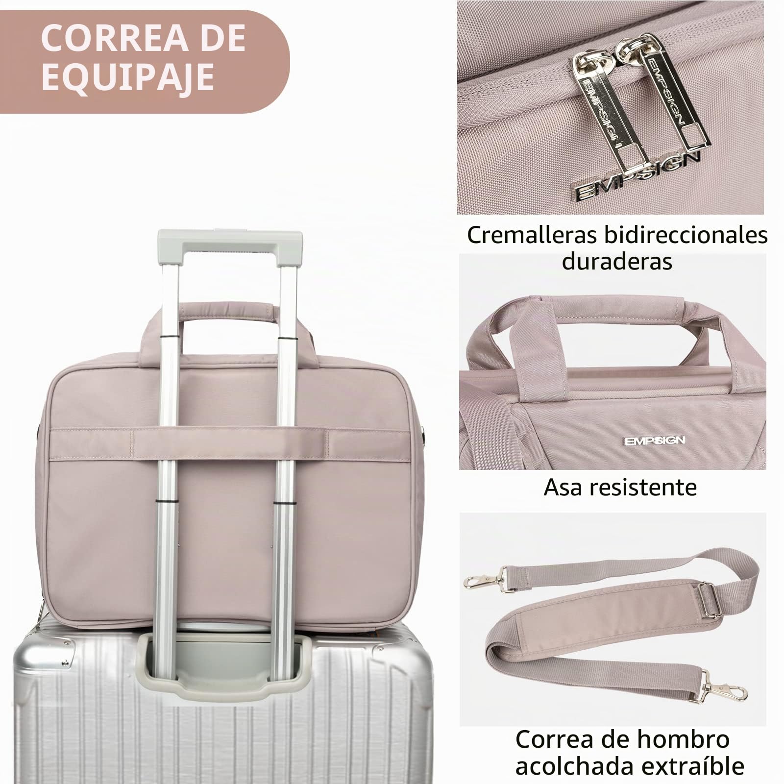 EMPSIGN Bolsa para Portátil de 17 Pulgadas, Maletín de Gran para Mujeres y Hombres, Viajes de Oficina de Negocios, Impermeable, Bolsa de Computadora Portátil con Bolsillos RFID, Rosa Polvoriento