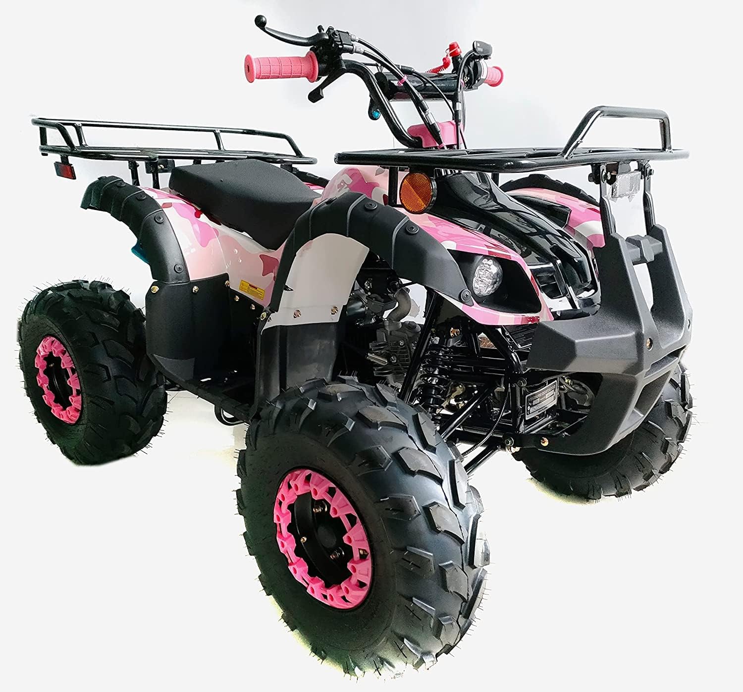 HHH 125cc ATV with Reverse Gas ATV for Youth Big Kids Children ATV Quad 4 Wheeler with Led Lights and Big Tires and Matching Rims (Color : Pink Camo)