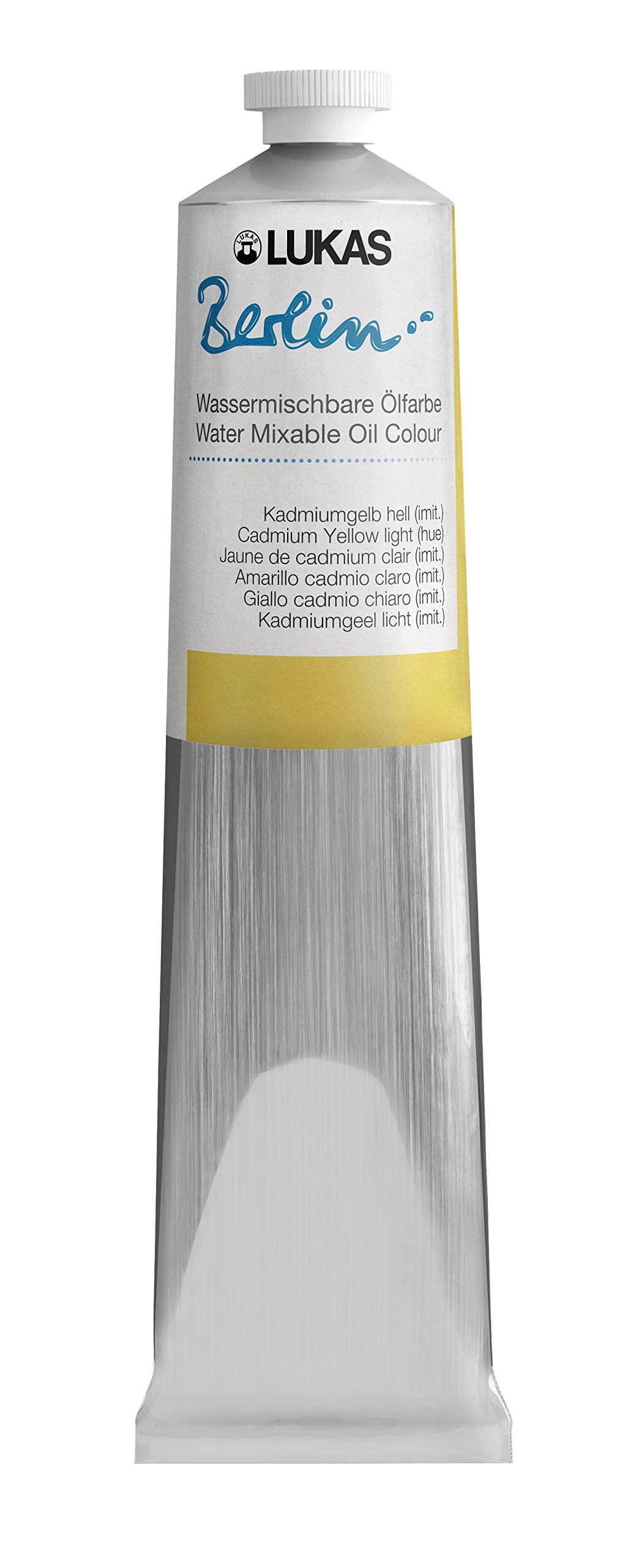 LukasBerlin Pro Artists Water Mixable Oil Paint 200 ml Tube Cadmium Yellow Light Hue, Water Soluble, Lightfast Pigment, Quick Drying, Easy Clean-Up, Eco-Friendly, Professional Quality, 40 Color Range