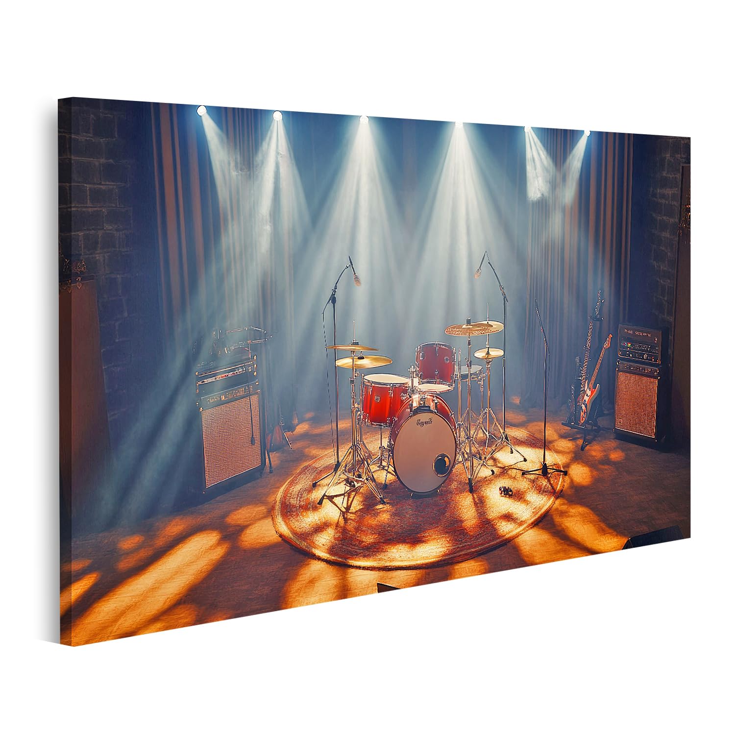 islandburner Prime Quadro su tela Luce da palcoscenico su batteria e chitarre per soggiorno amanti della musica negozio immagini murali poster