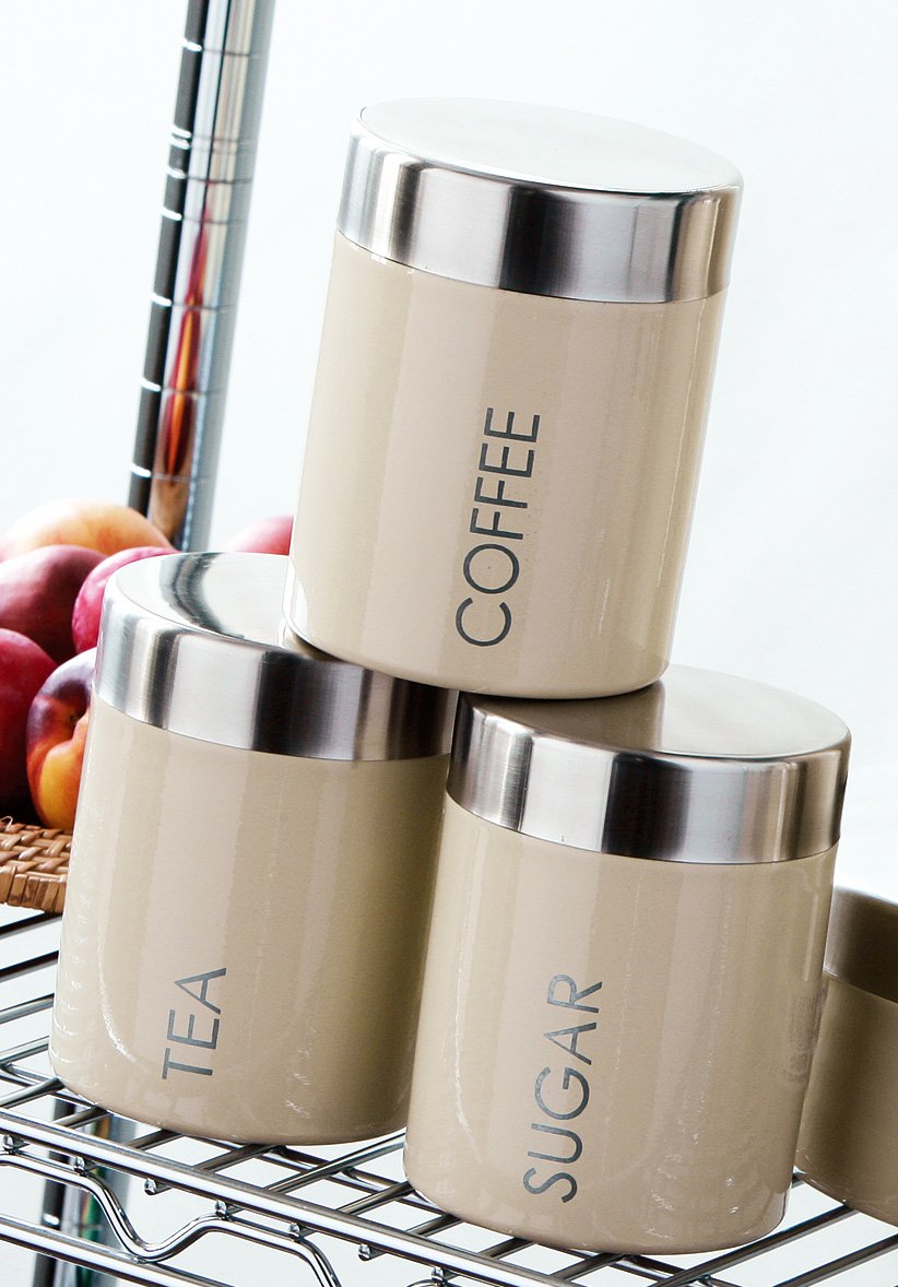 Premier Housewares 0508682 Barattolo Per Caffè, Coperchio In Acciaio Inox Satinato, Beige | Leroy Merlin