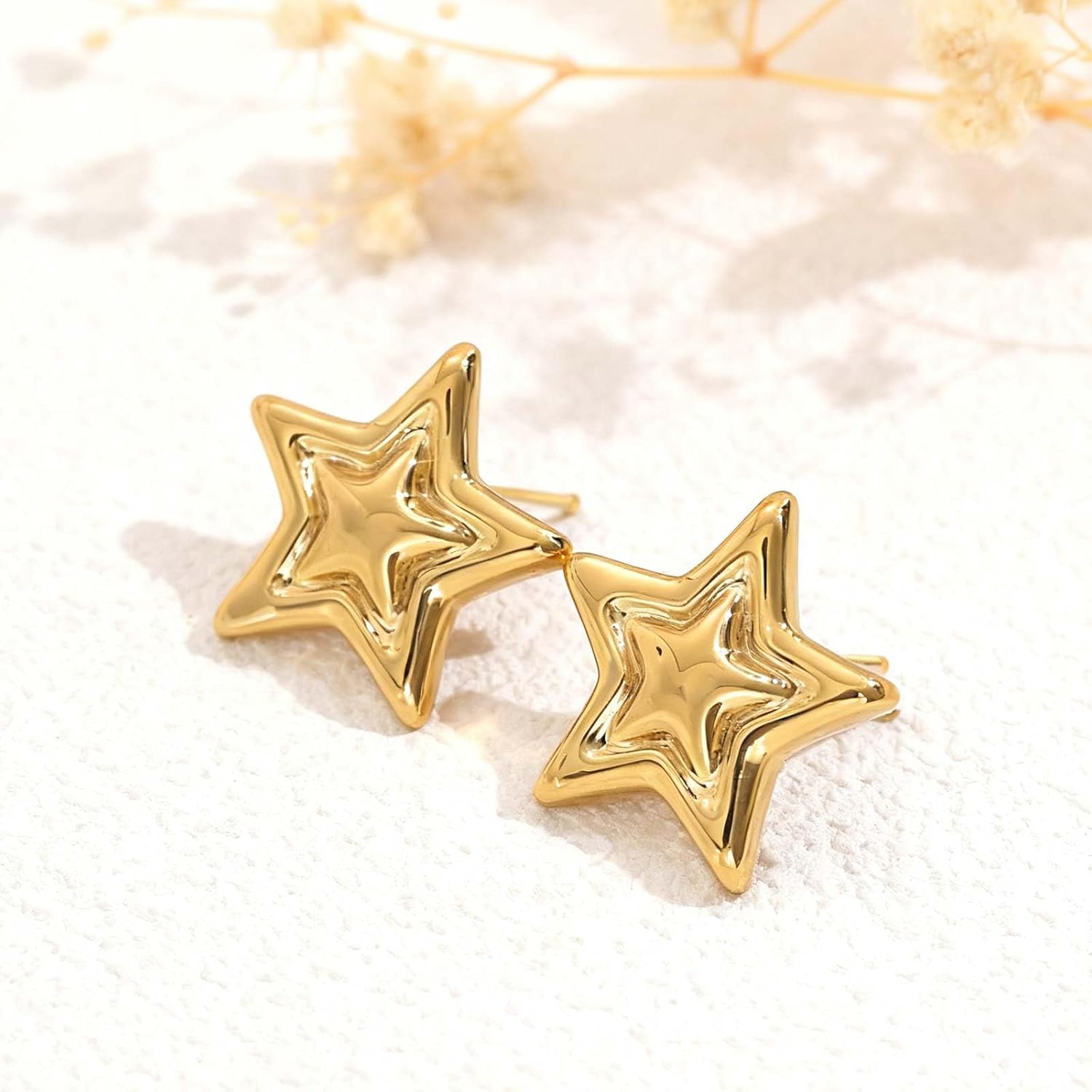 Big Chunky Star Earrings for Women Two Toned Star Stud Earrings Mixed Metal Statement Jewelry Gifts Trendy Stuff - Image 4