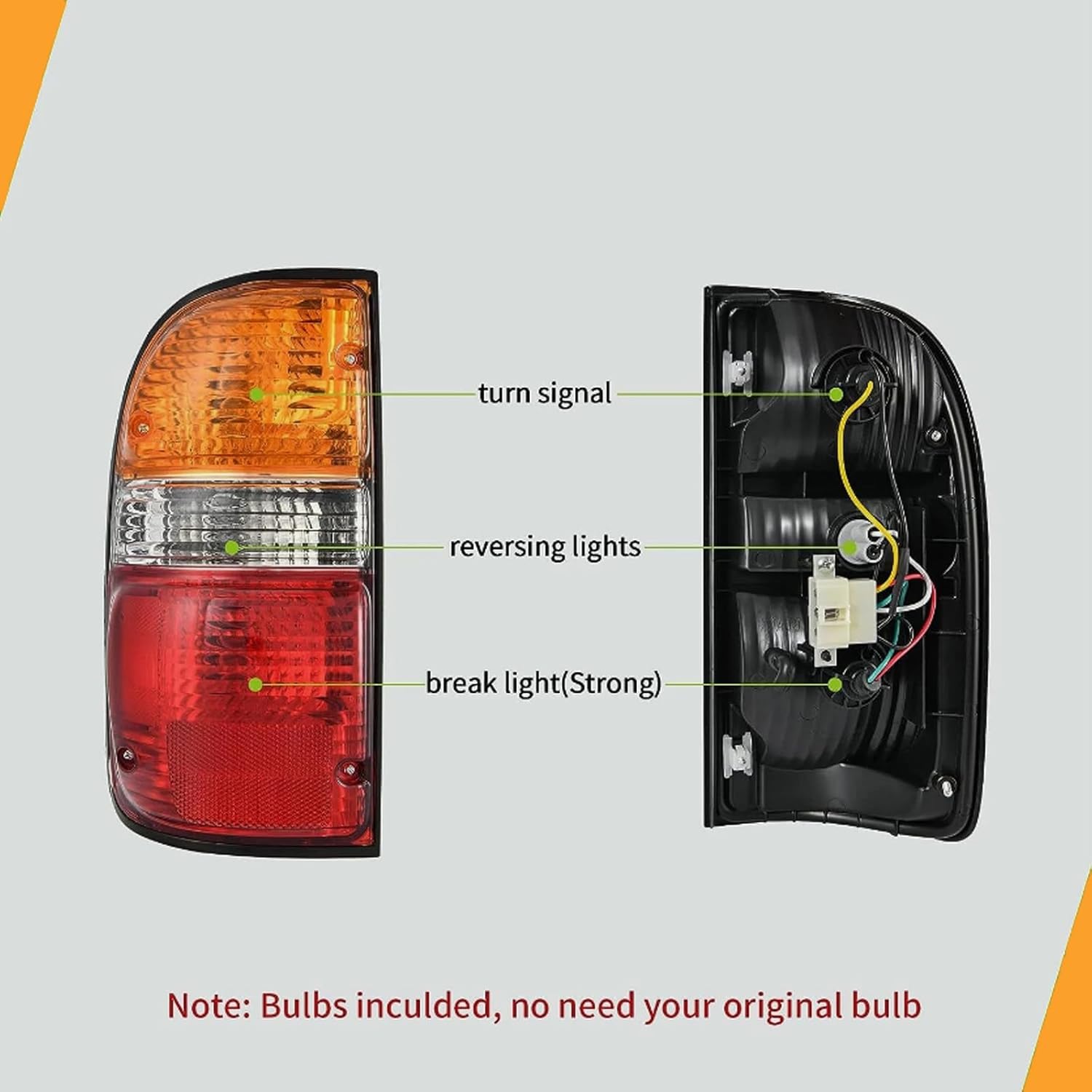 Rear Bumper Tail Lights Fit for 2001-2004 Toyota Tacoma LH+RH Replacement Red Brake Lamps