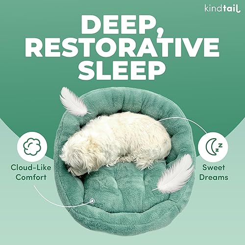 Miniatura 4 de KindTail Cama ortopédica pequeña para perros y gatos, piel sintética de lujo para mascotas de menos de 15 libras, cómodo material impermeable con