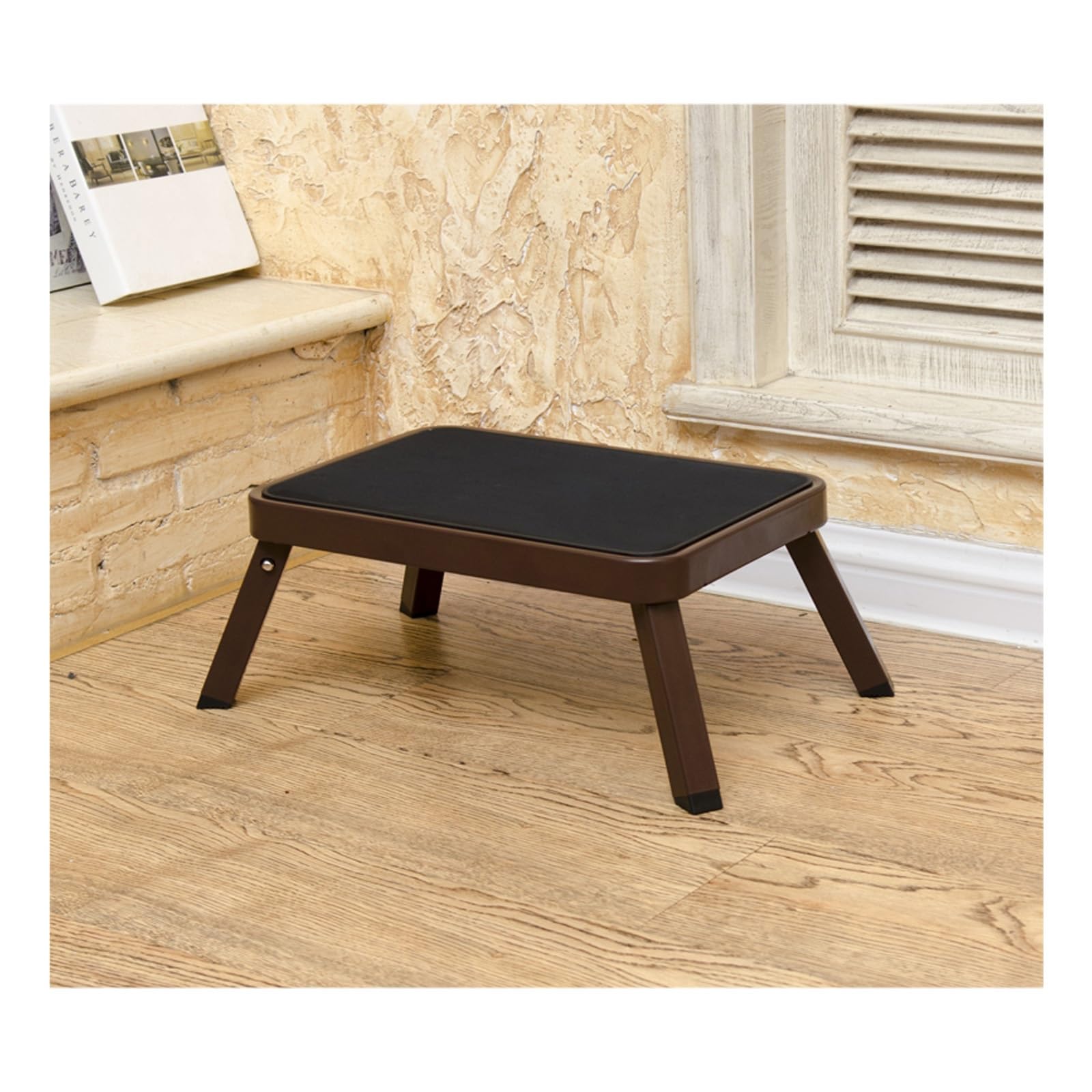 step stool, Foldable Design, Metal Bracket, Safe and Non-Slip, Stable Load-Bearing, Suitable for Multiple Scenarios(Brown)