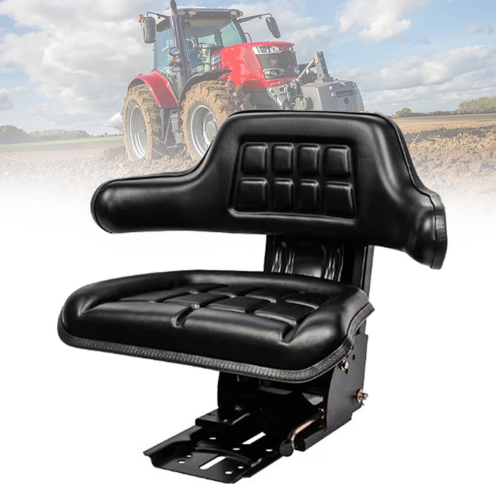 Asiento Universal para Montacargas Asiento con Suspensión y Reposabrazos para Tractor Asientos de Repuesto para Cortacésped para Embarcaciones Excavadoras Cosechadoras Cargadoras