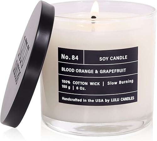 Lulu Candles - Velas de soja aromáticas, naranja sanguina y toronja, producto artesanal de Estados Unidos, aroma intenso y duradero, 6 onzas