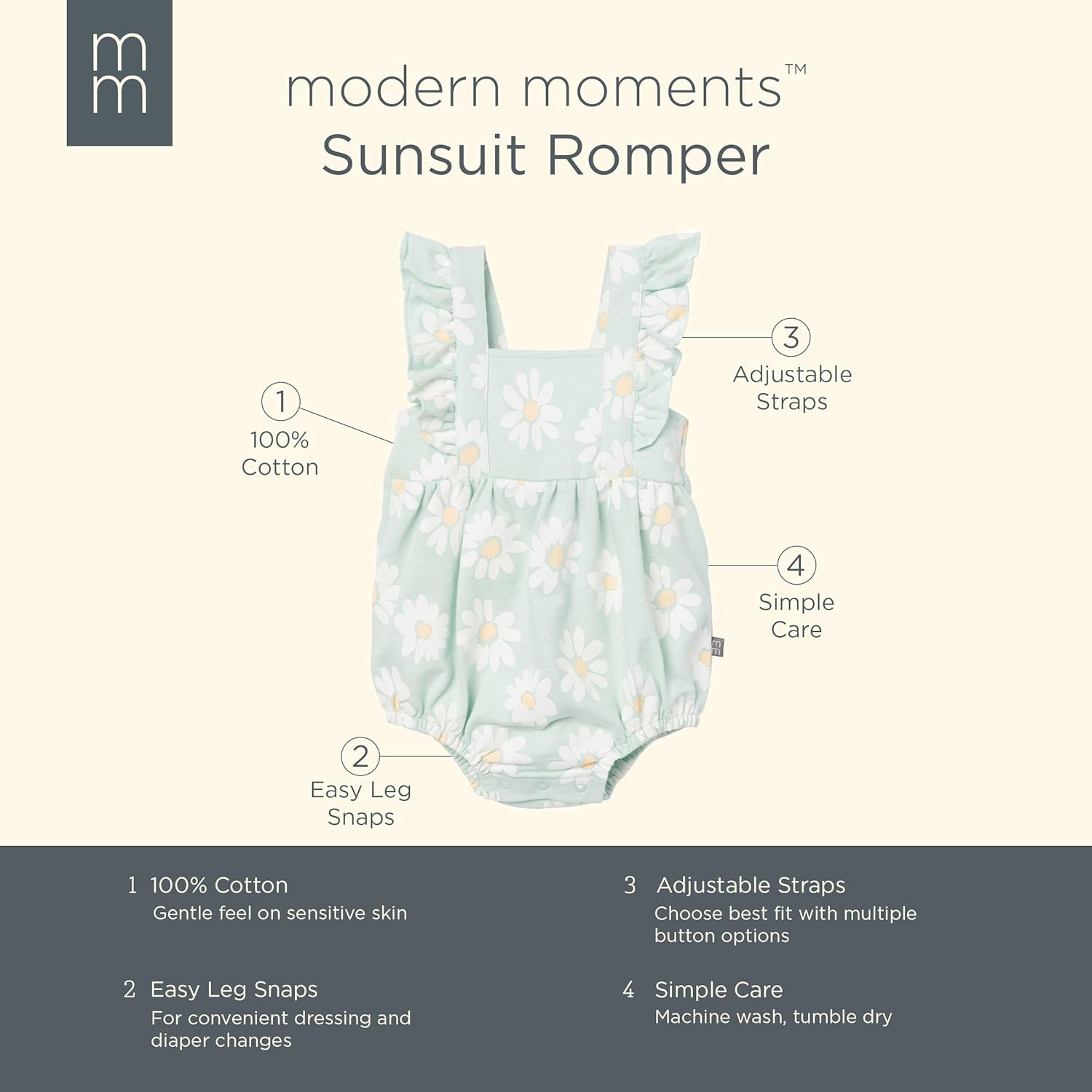 Modern Moments by Gerber Baby Girls' Sleeveless Romper - Image 6