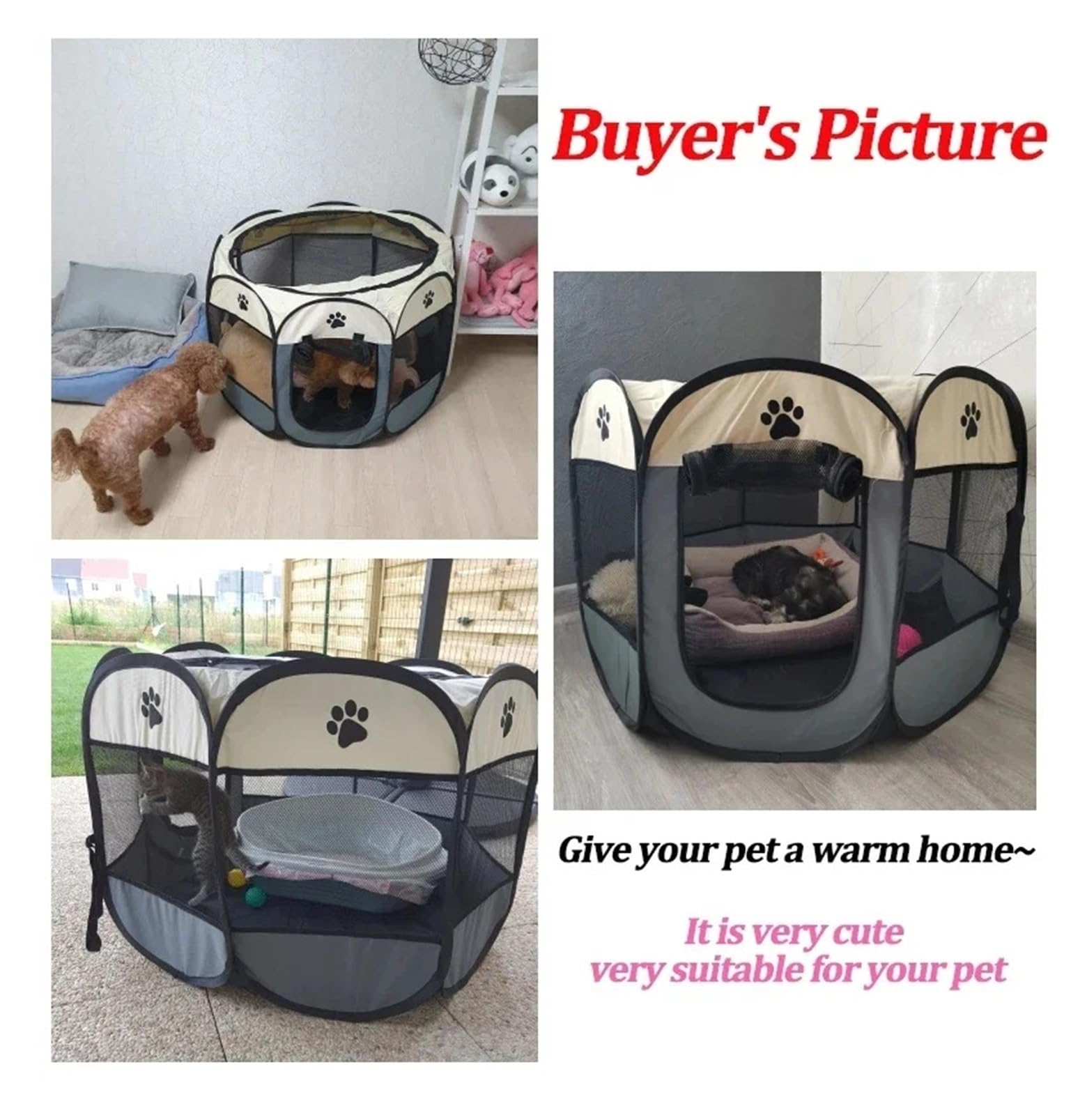 Tentpour animaux de compagnie Tente for animaux de compagnie pliable et portable, chenil octogonal, abri for chiots, facile à utiliser, extérieur, opération facile, grandes cages for chiens et chats(W