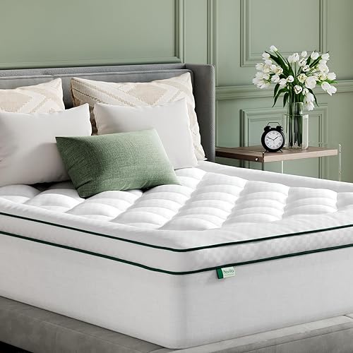 Novilla Full Mattress Topper, Soft Pillow Top for Dorm Bed, Breathable Quilted Mattress Pad Cover with Deep Pocket, Down Alternative Fill, Machine Washable Back to School Essentials
