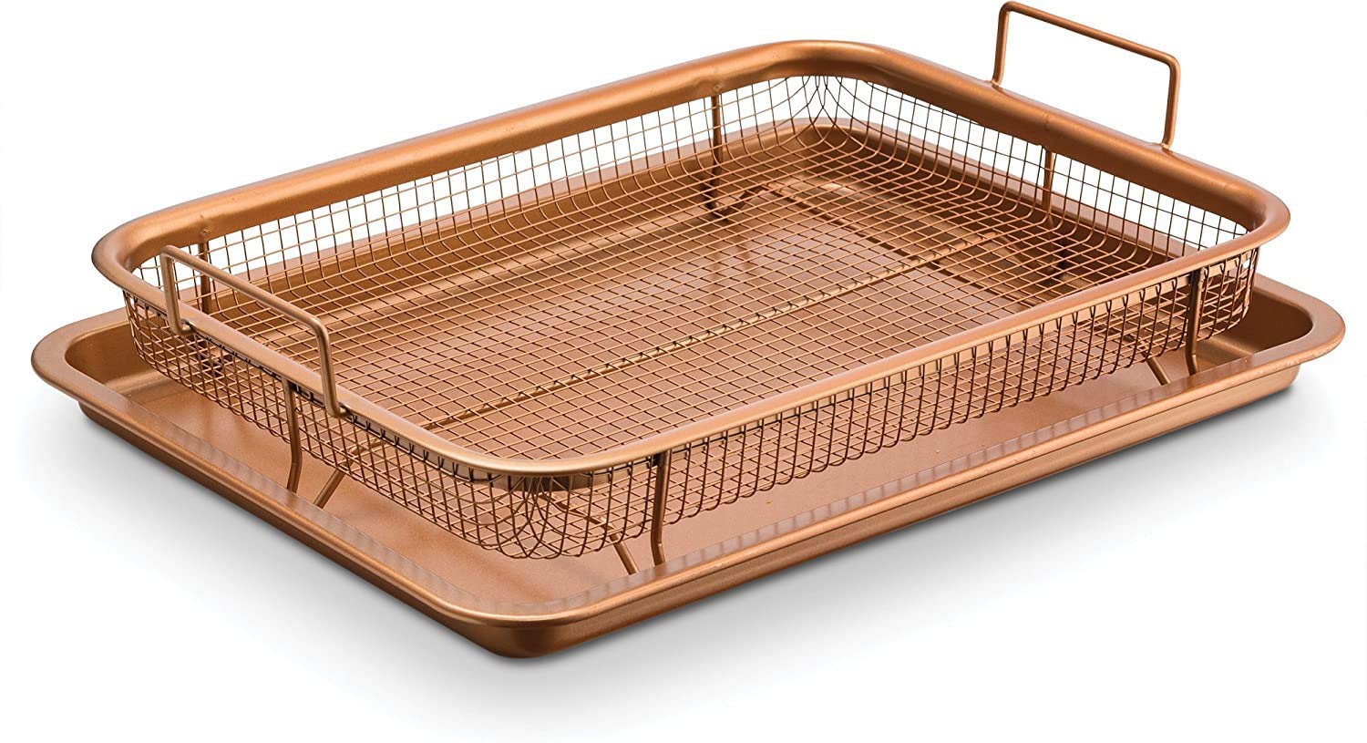 Deep-Fried Food Drain Basin 2-Pieces Nonstick Oven Air Fryer Pan/Tray & Mesh Basket Set - Air Fryer in Oven - Ideal for French Fry - Frozen Food, Baking Sheet Without Oil-image-18