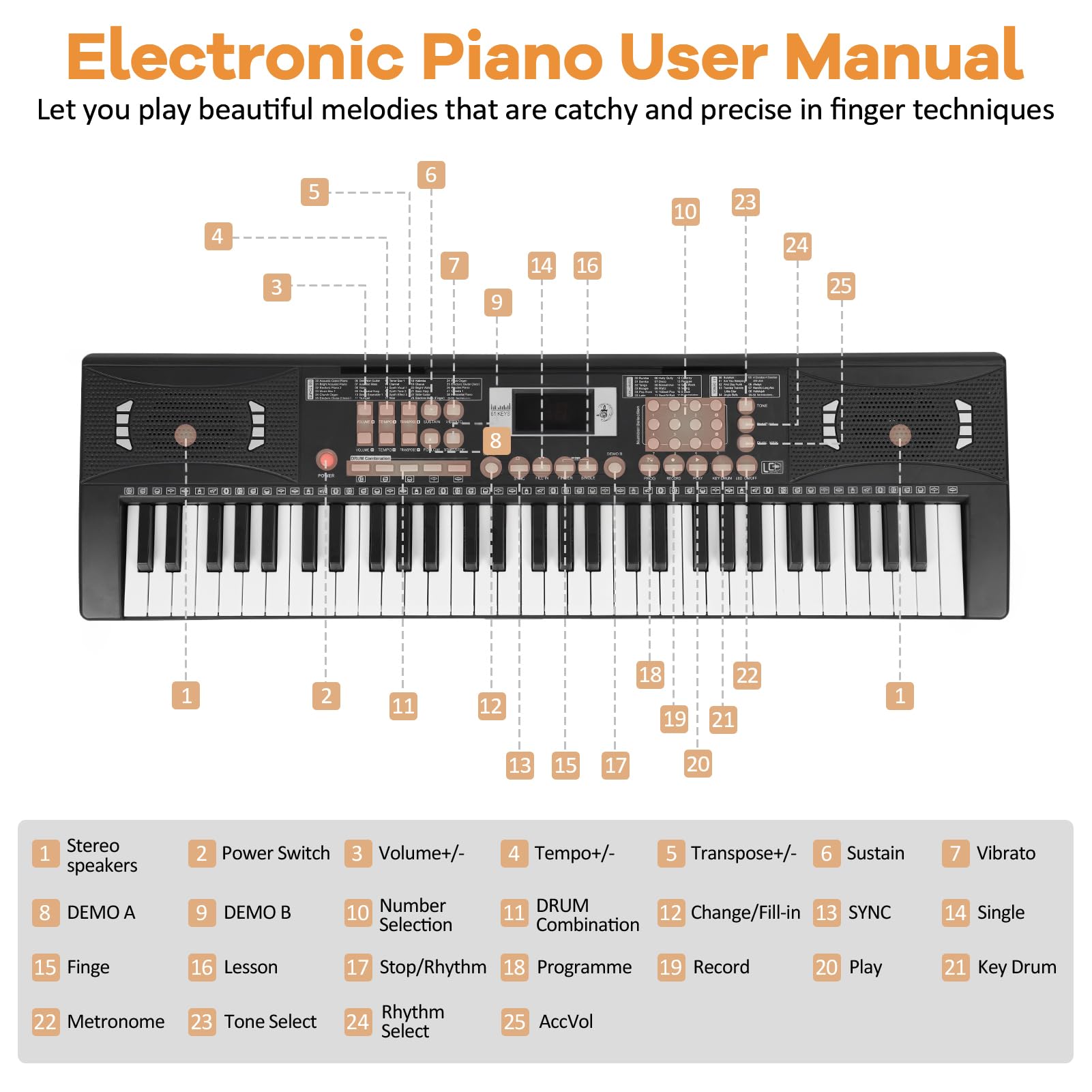 61 Tasten Keyboard mit Leuchttasten, Lautsprecher, Kopfhörer, Mikrofon, Notenständer & Hocker, 300 Klangfarben Rhythmen, Lernkeyboard Digitalpiano für Anfänger (Schwarz)