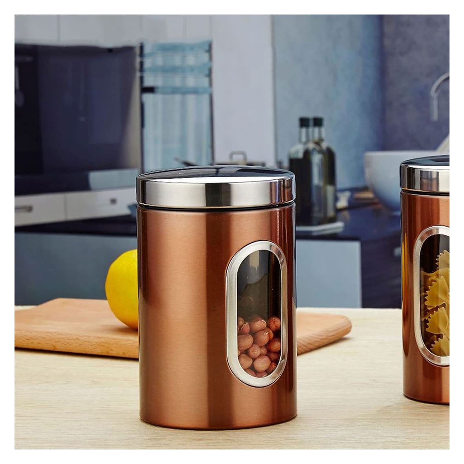 NGDFGR Coffee Canister 1Pcs Kitchen Canister Stainless Steel Storage Jar Coffee Bean Tea Food Snacks Storage Organizer For Home Kitchen Food Container For Coffee Beans,Sugar,Tea,B