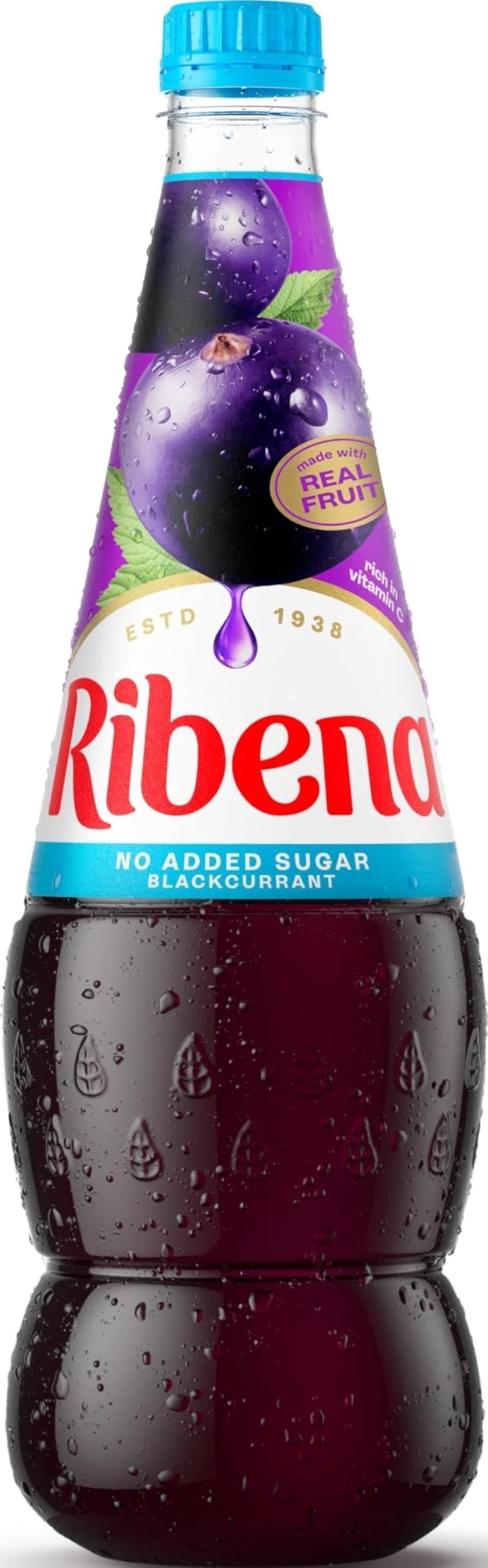 Ribena Blackcurrant Squash No Added Sugar 1.5L – Real British Blackcurrants | Rich in Vitamin C | No Artificial Colours or Flavours | 100% Recycled Plastic Bottle