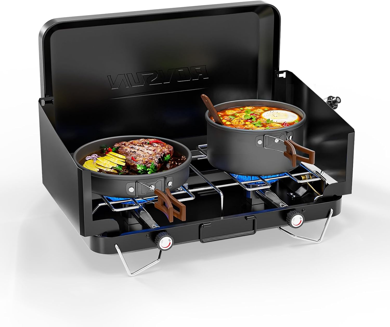 ROVSUN 2-in-1 Portable Camping Stove with Grill