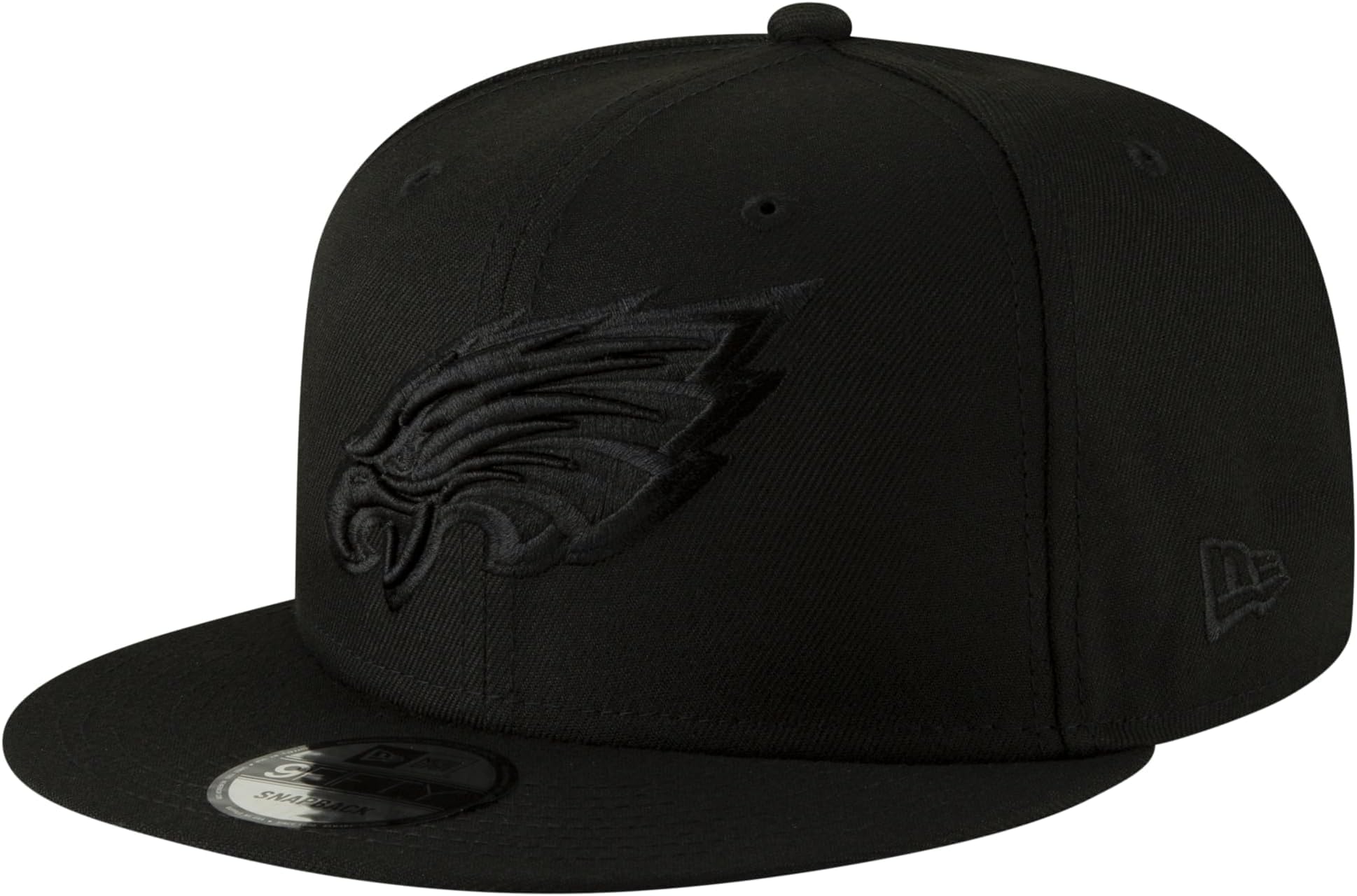 New Era Philadelphia Eagles Black Nfl 9Fifty Black On Black Adjustable Snapback Hat Cap One Size Fits All, One Size