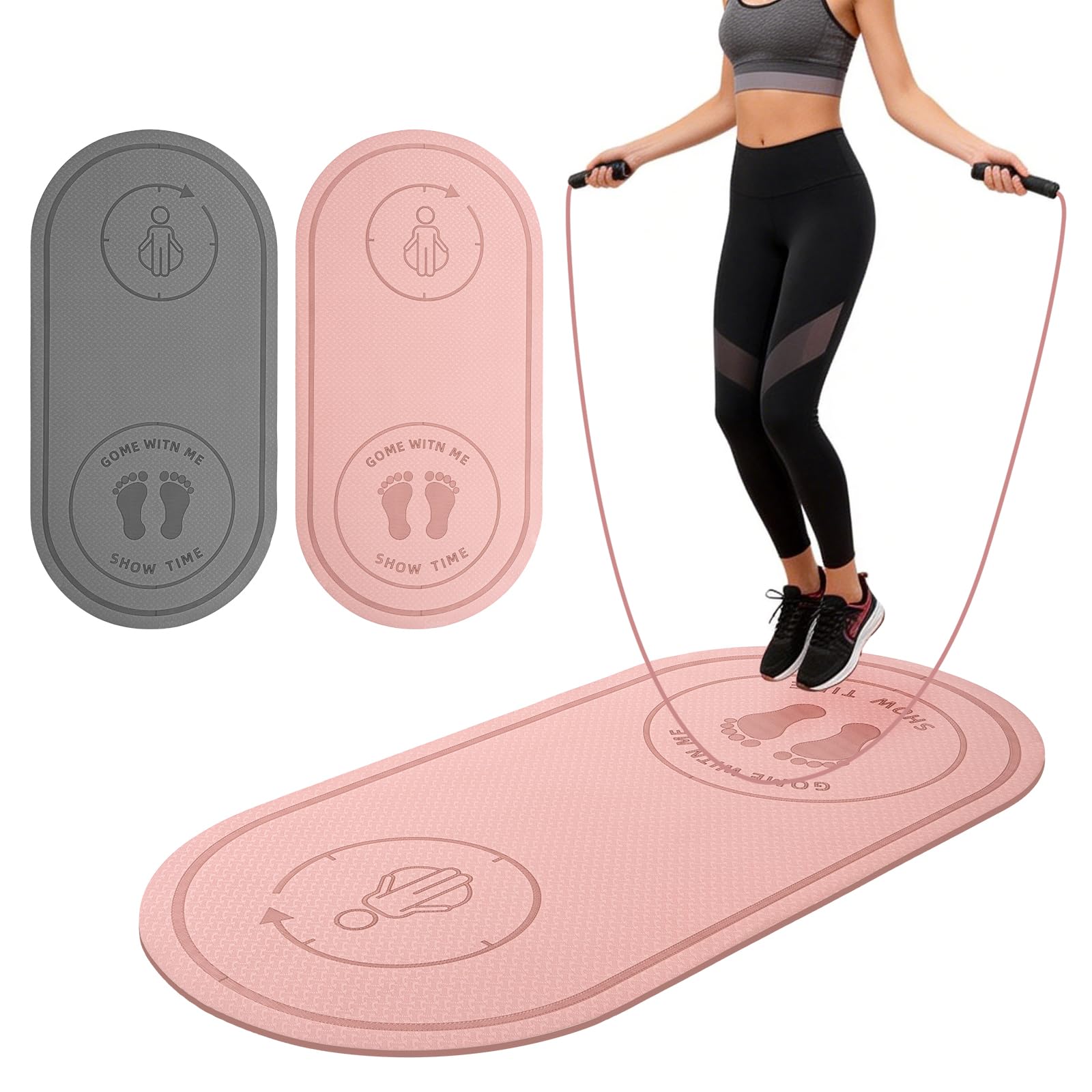 GREENSAPPIRE Yoga Mat Multi-Purpose Extra Thick Skipping Rope Mat Jump Rope Mat Foam Exercise Mats for Home Gym Floor Protection Cardio HIIT Yoga Non-Slip Shock 123X62X0.5CM (Black)