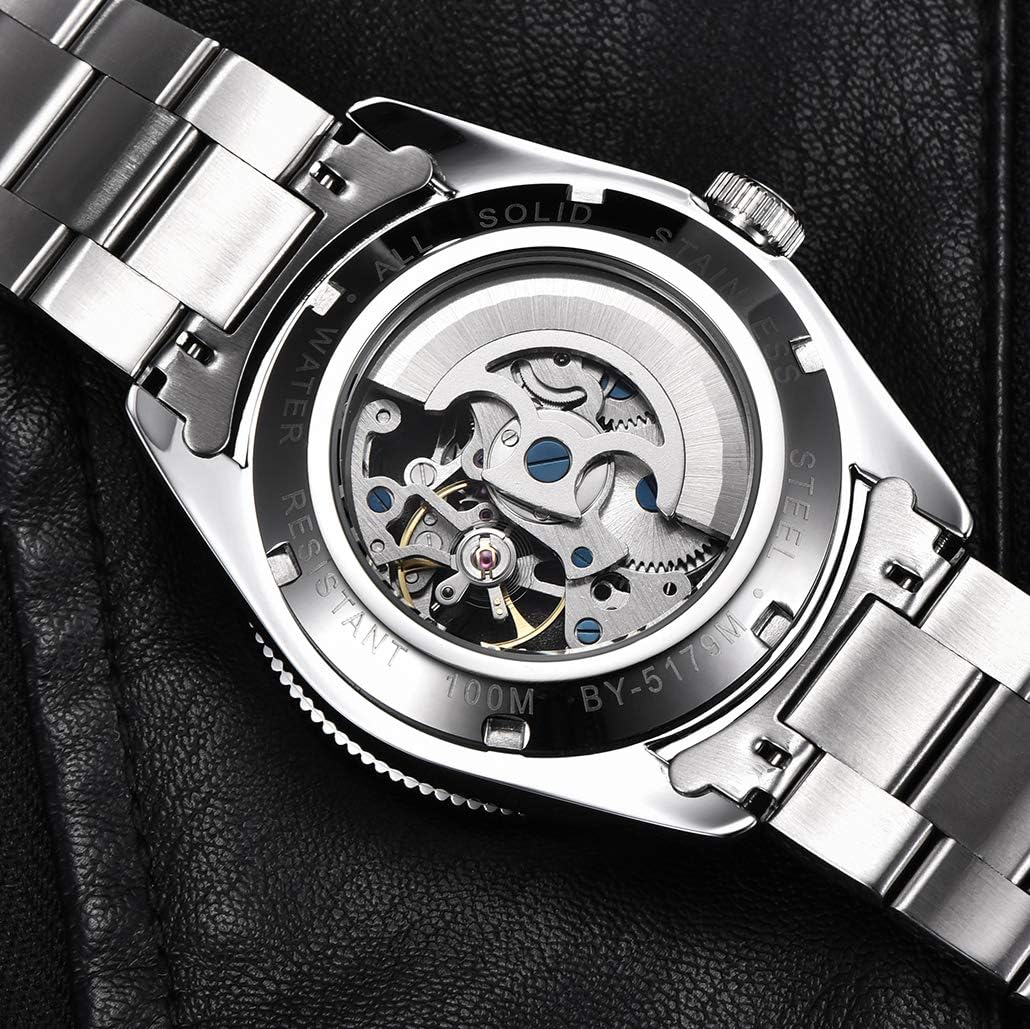 BENYAR Men's Automatic Watch, Stainless Steel Belt One-Way Aluminum Bezel Fashion Casual Waterproof Mechanical Watch Automatic - Image 6