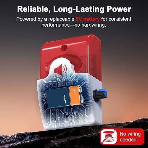 Miniatura 5 de Alarma de puerta con tapón de salida con sirena de 110 dB, dispositivo de seguridad de salida de emergencia, fácil instalación, funciona con pilas,