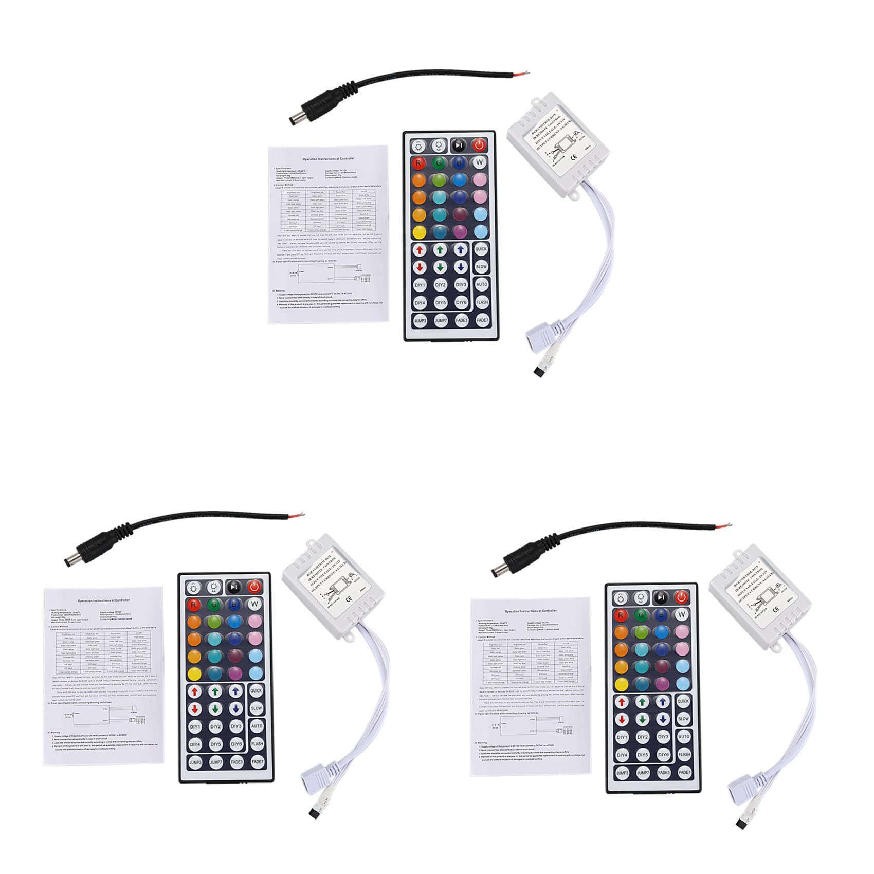 Jnchdghwa As Shown 3X 44 Keys Wireless Ir Remote Control With Receiver For 5050 3528 Rgb Smd Led Strip Light
