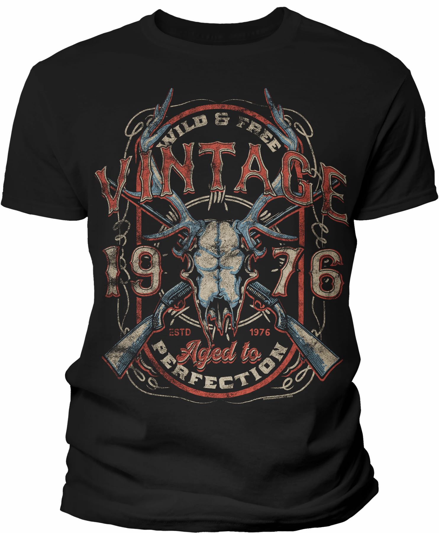 50th Birthday Gift for Men - Vintage Deer Skull 1976 Aged to Perfection - F/50th Birthday Shirt