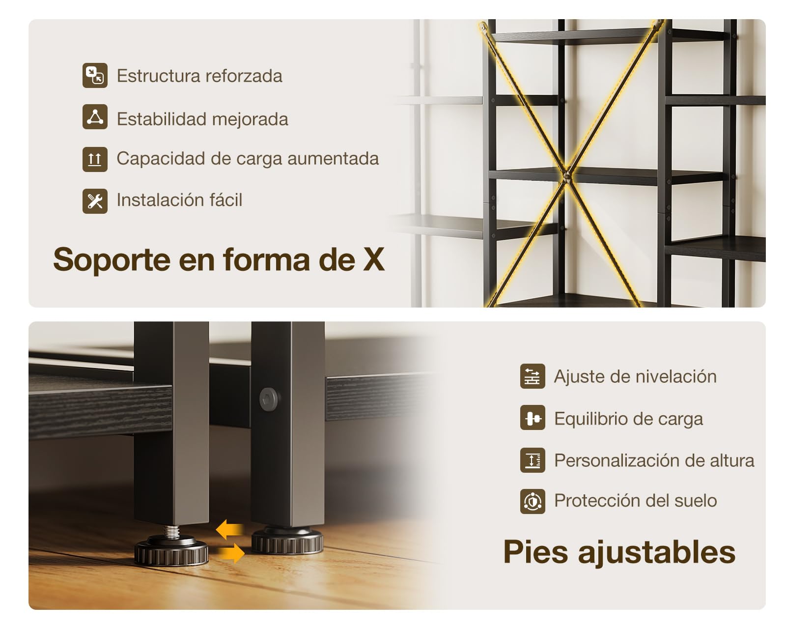 Coleshome Estantería con 14 Estantes, 5 Niveles, Librería con Espacio de Almacenamiento, 24 x 125.6 x 145.4 cm Librería Vertical Almacenaje para Oficina, Salón, Dormitorio, Cocina, Negro