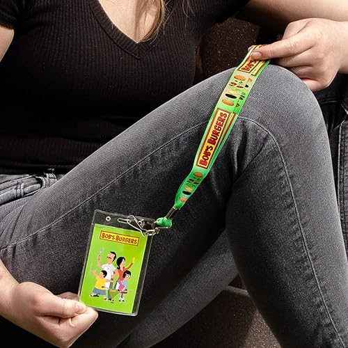 Miniatura 5 de Surreal Bobs Burgers Logo and Cheeseburger Anatomy Lanyard Soporte para credencial de identificación transparente, verde, talla única