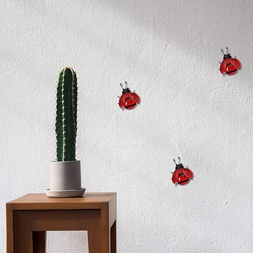 Miniatura 5 de NUOBESTY 1 pieza de escarabajo de hierro para colgar en la pared de mariquita de metal, decoración de pared de mariquita de hierro, decoración de
