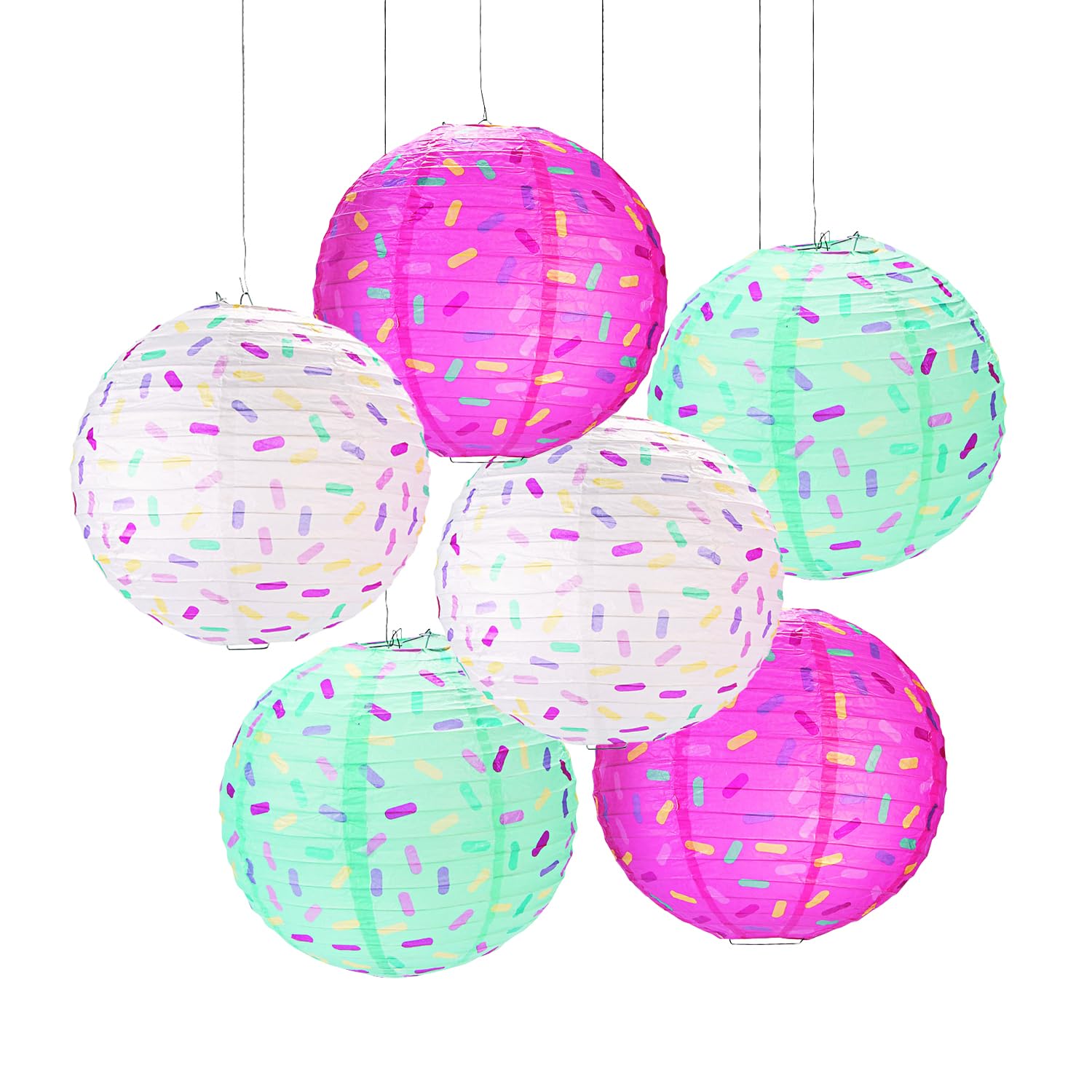 Donut Party Paper Lanterns (6pc) for Birthday - Party Decor - Hanging Decor